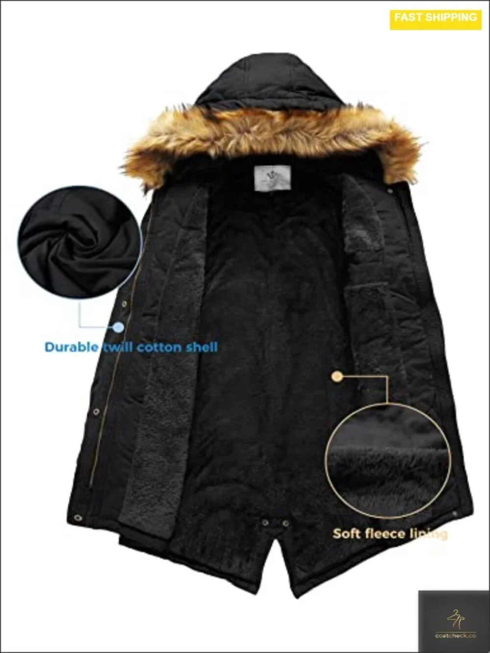 Women's Hooded Sherpa Lined Parka Jacket Winter Coat Cotton Insulated